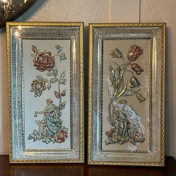 Metalcraft Other - Vintage Metalcraft Four Seasons Framed Metal Wall Art Spring Summer Set Of 2